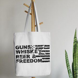 Guns Whiskey Freedom Western Canvas Tote Bag